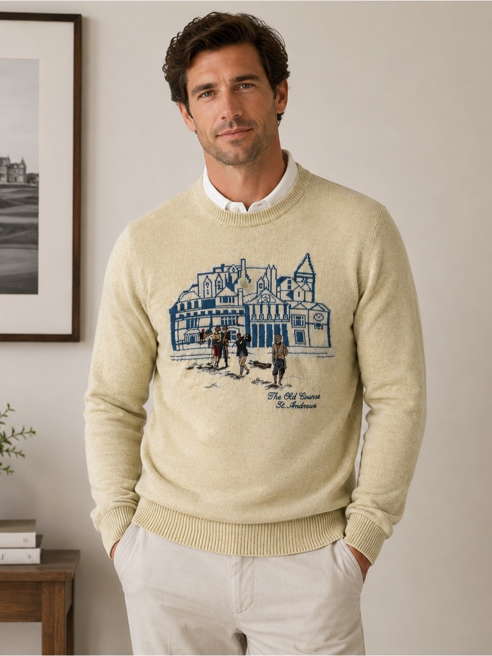 Lyle & Scott Lambswool St Andrews Old Course Sweater Made Scotland Vintage Golf